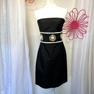 CK Bradley New York Silk Sleeveless Dress Black Floral Motifs Size 6